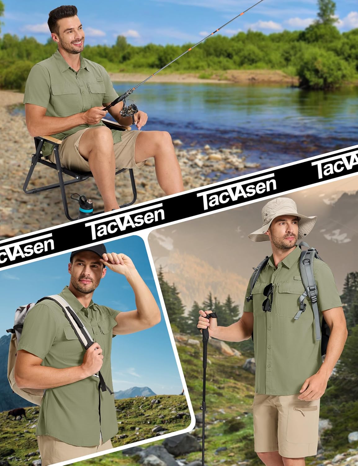 Fishing Shirts for Men Hiking Shirt Button Up Short Sleeve SPF UPF 50+ Shirt - Picture 78 of 84
