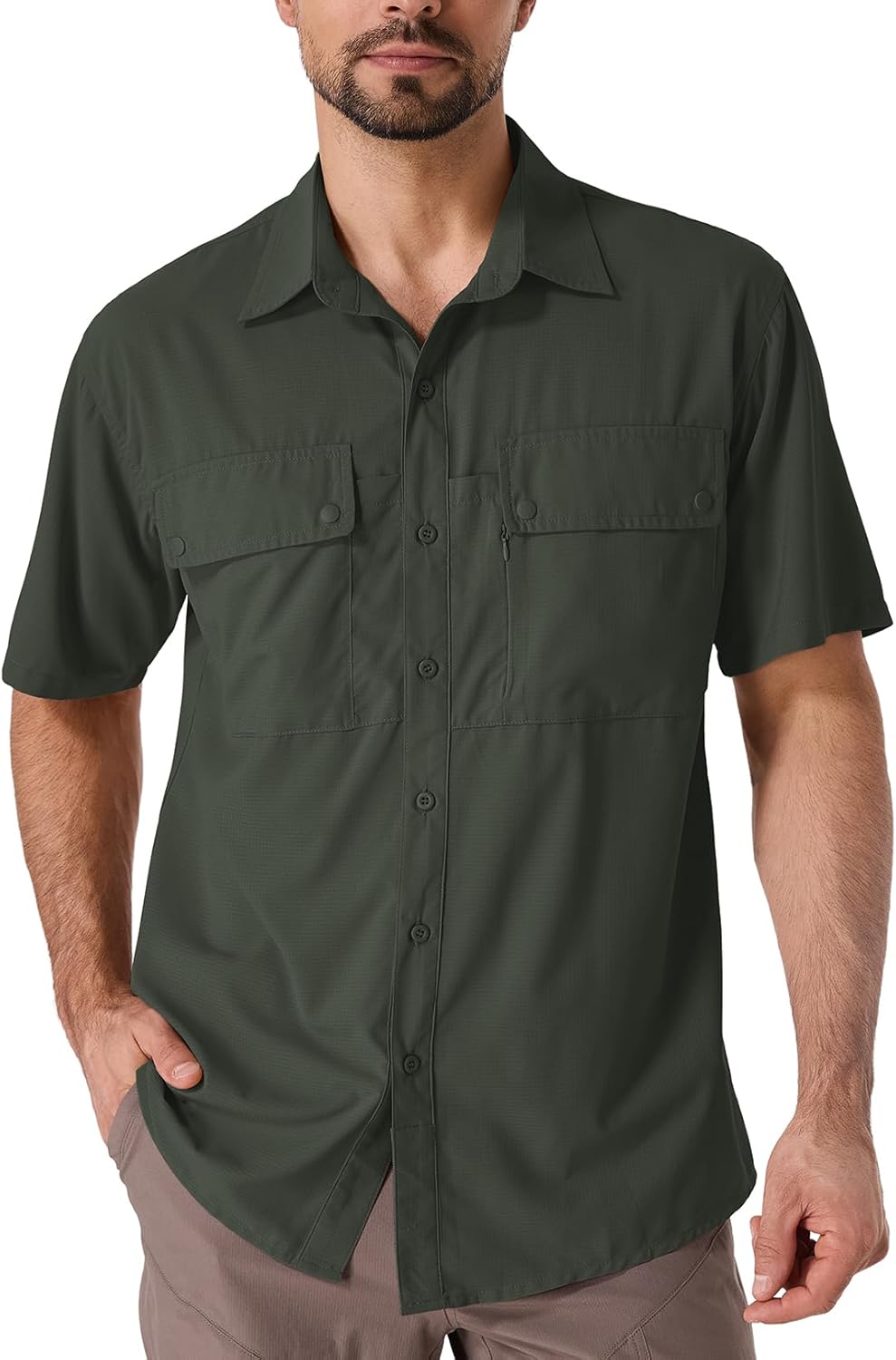 Herren Kurzarm UPF 50 UV Sonnenschutz schnelltrocknend Wandern Angeln Hemden - Bild 25 von 48