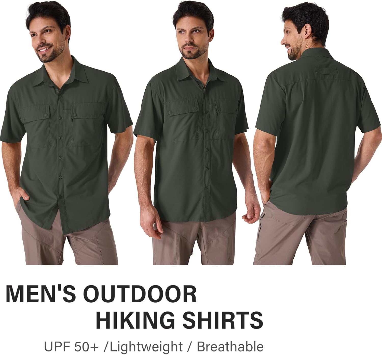 Herren Kurzarm UPF 50 UV Sonnenschutz schnelltrocknend Wandern Angeln Hemden - Bild 26 von 48