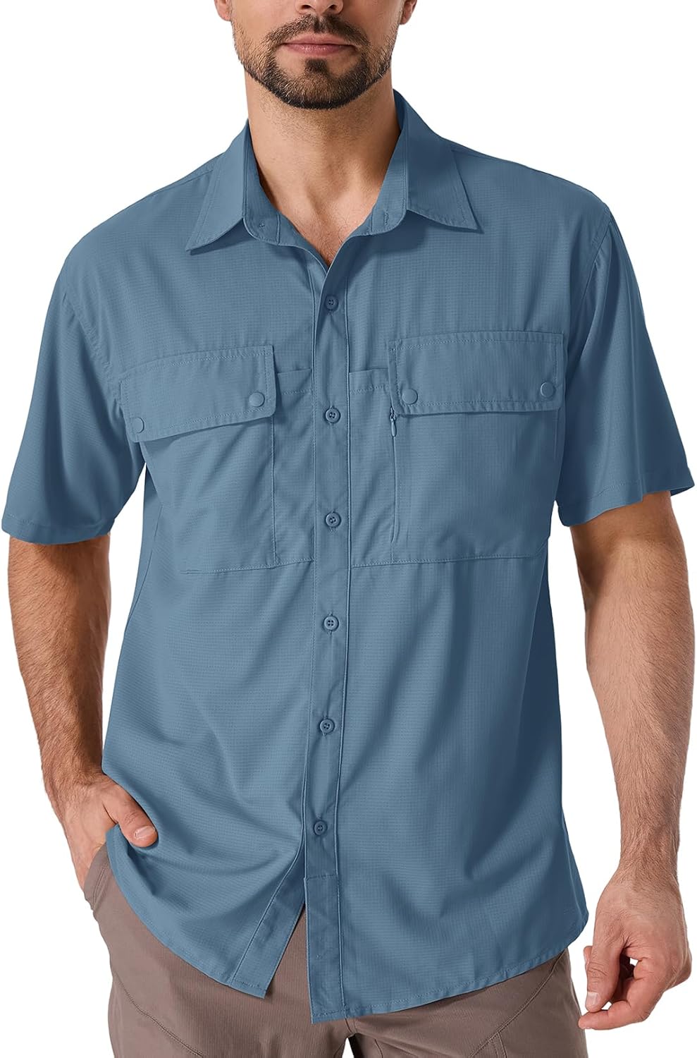 Herren Kurzarm UPF 50 UV Sonnenschutz schnelltrocknend Wandern Angeln Hemden - Bild 29 von 48