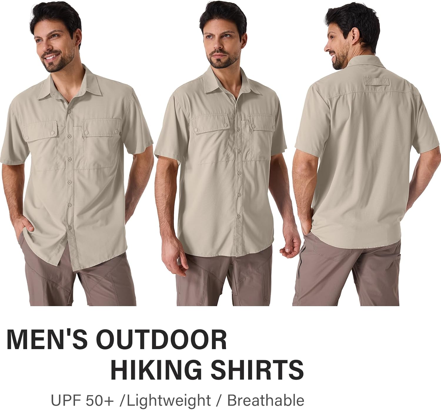 Herren Kurzarm UPF 50 UV Sonnenschutz schnelltrocknend Wandern Angeln Hemden - Bild 34 von 48