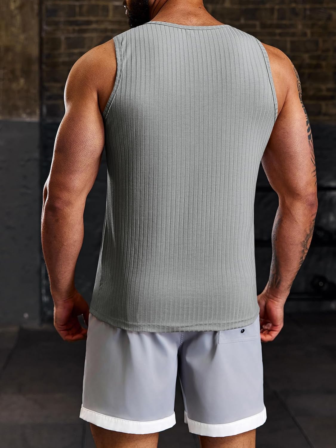 Men's Ribbed Tank Tops Knit Sleeveless Workout T Shirt Muscle Gym Fitness Tee - Picture 27 of 50