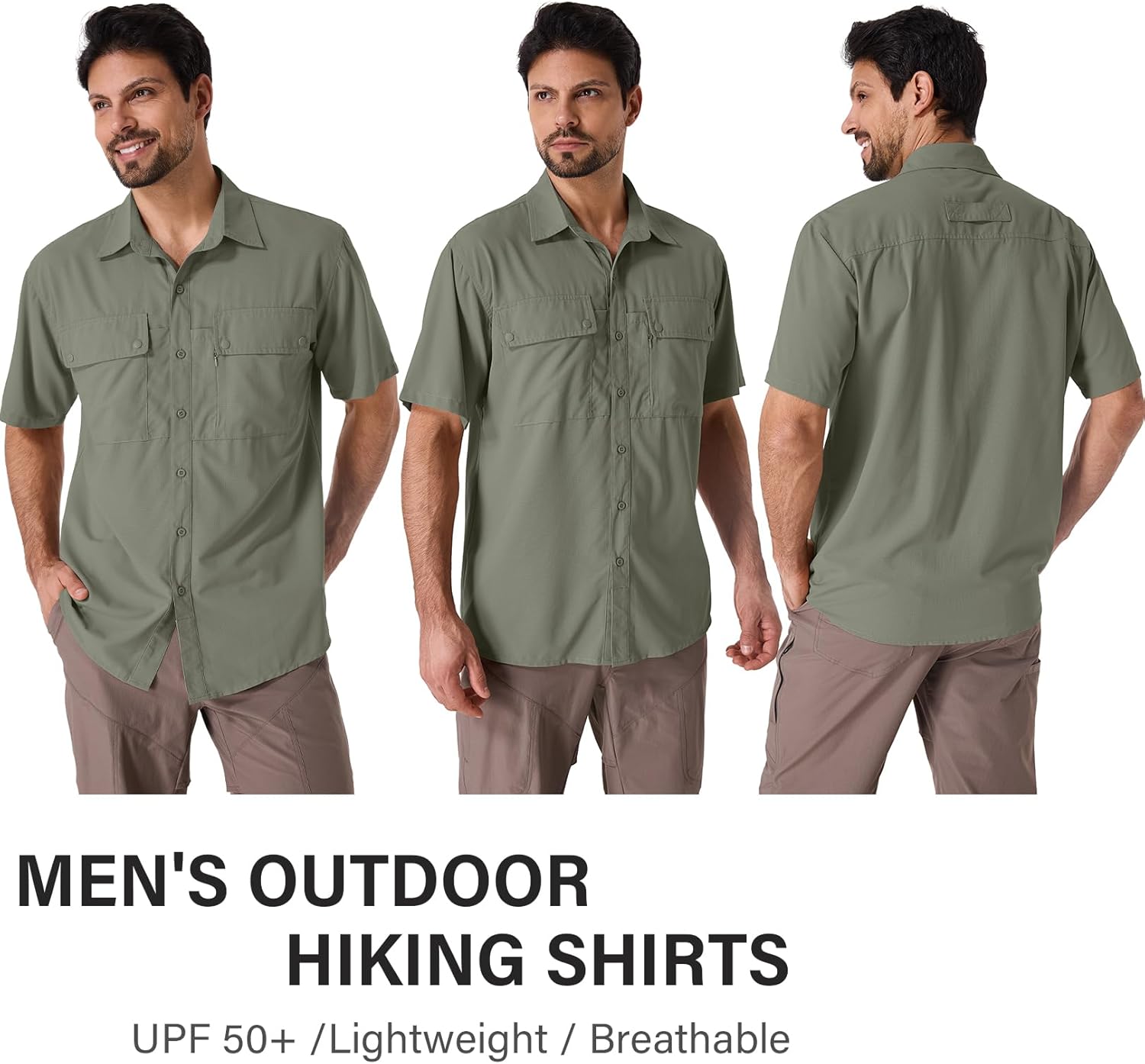 Herren Kurzarm UPF 50 UV Sonnenschutz schnelltrocknend Wandern Angeln Hemden - Bild 38 von 48