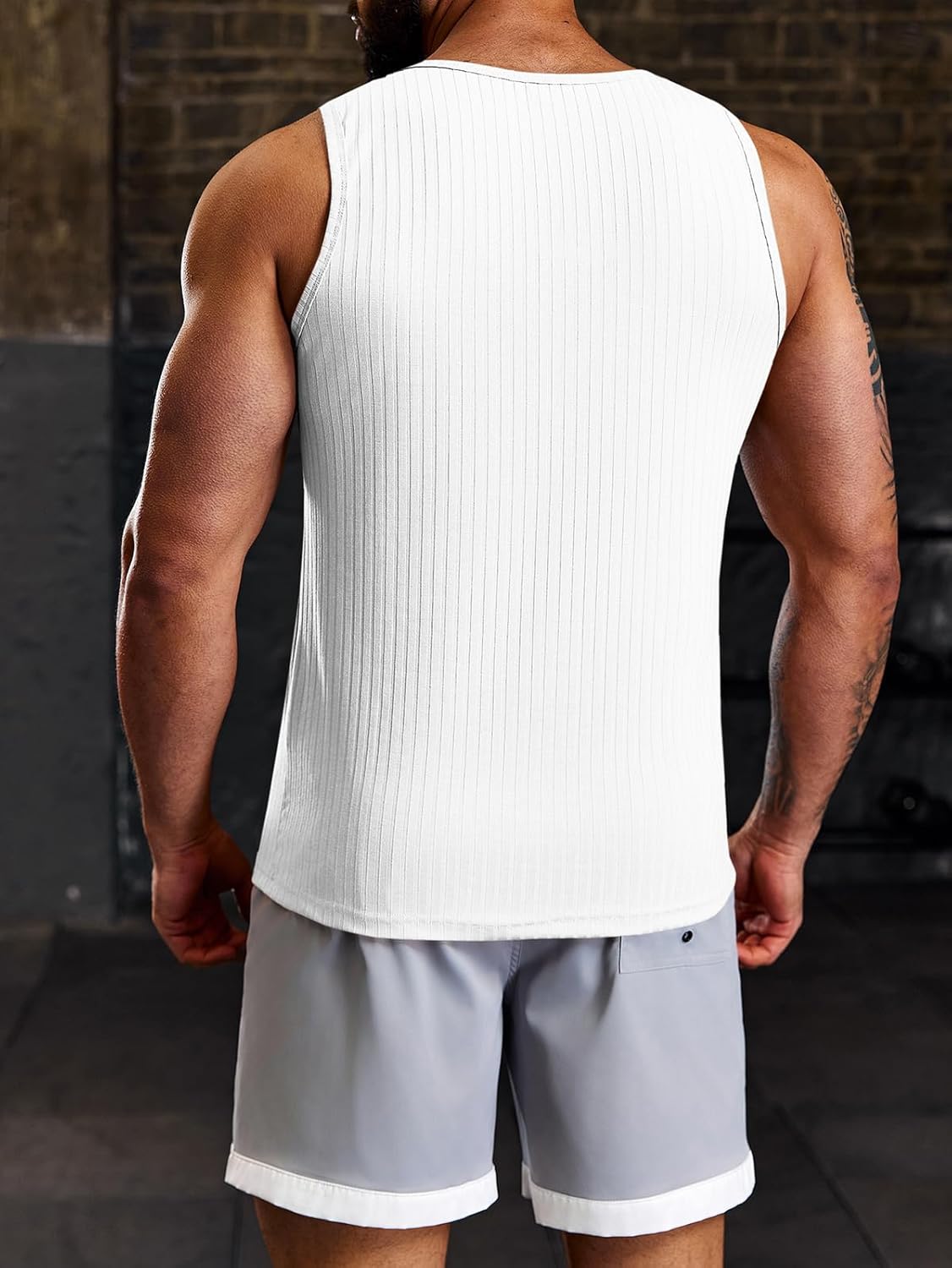 Men's Ribbed Tank Tops Knit Sleeveless Workout T Shirt Muscle Gym Fitness Tee - Picture 30 of 50