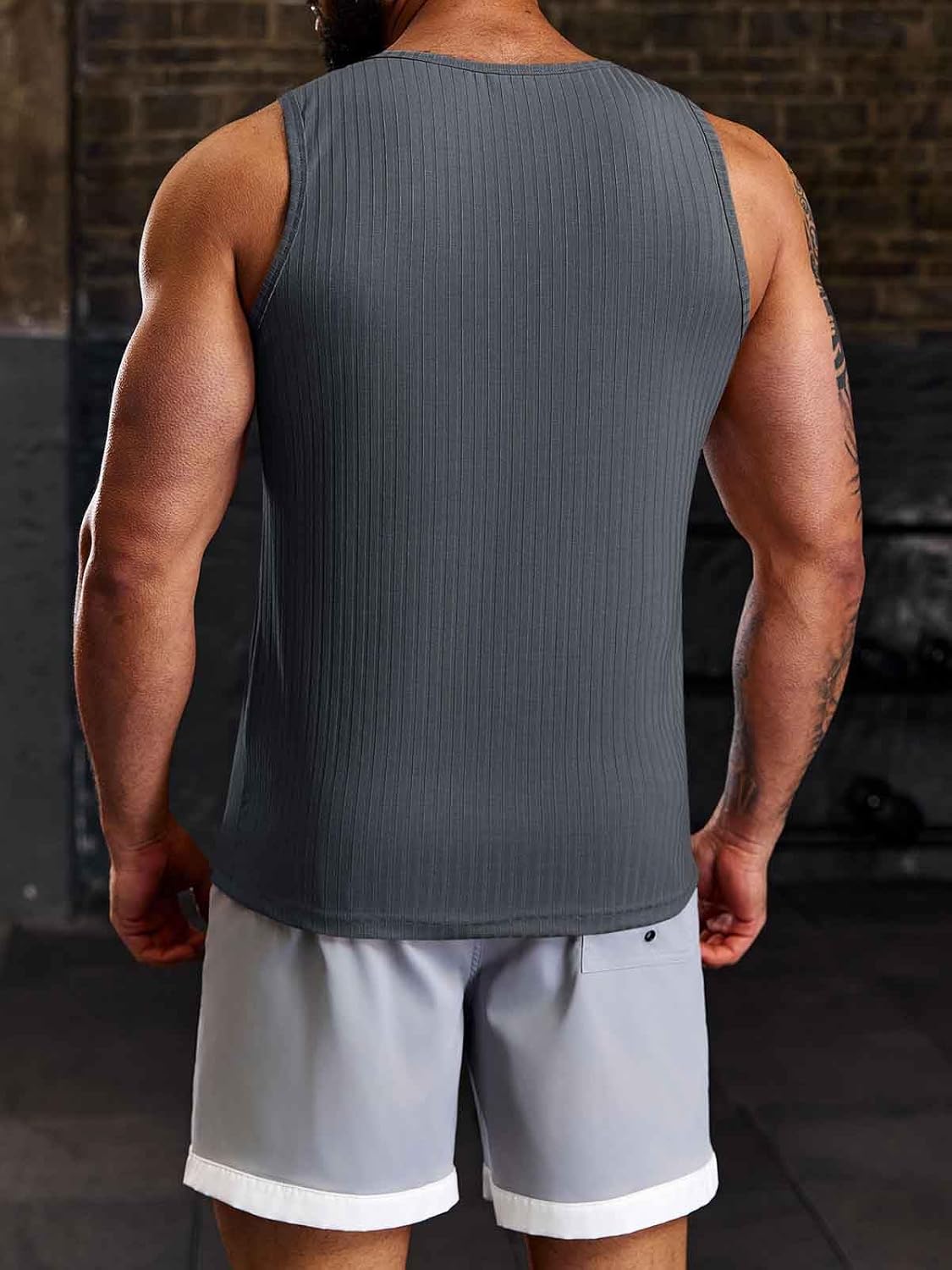 Men's Ribbed Tank Tops Knit Sleeveless Workout T Shirt Muscle Gym Fitness Tee - Picture 33 of 50