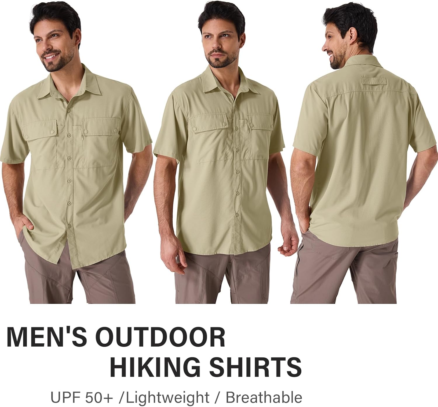 Herren Kurzarm UPF 50 UV Sonnenschutz schnelltrocknend Wandern Angeln Hemden - Bild 46 von 48