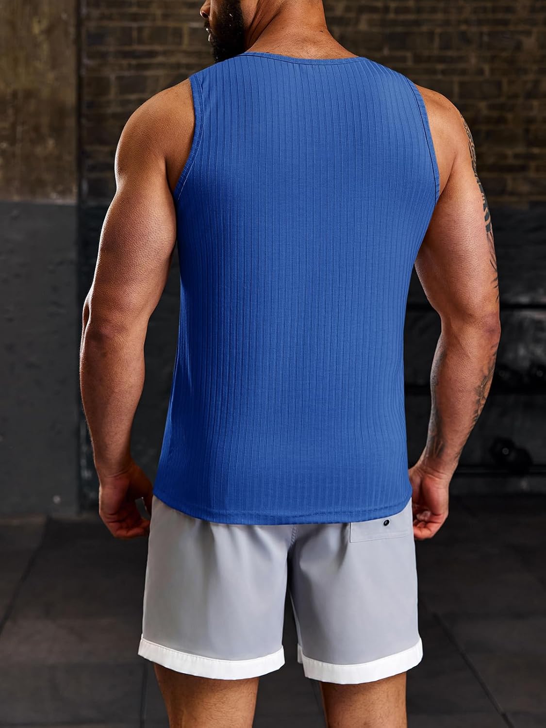 Men's Ribbed Tank Tops Knit Sleeveless Workout T Shirt Muscle Gym Fitness Tee - Picture 36 of 50