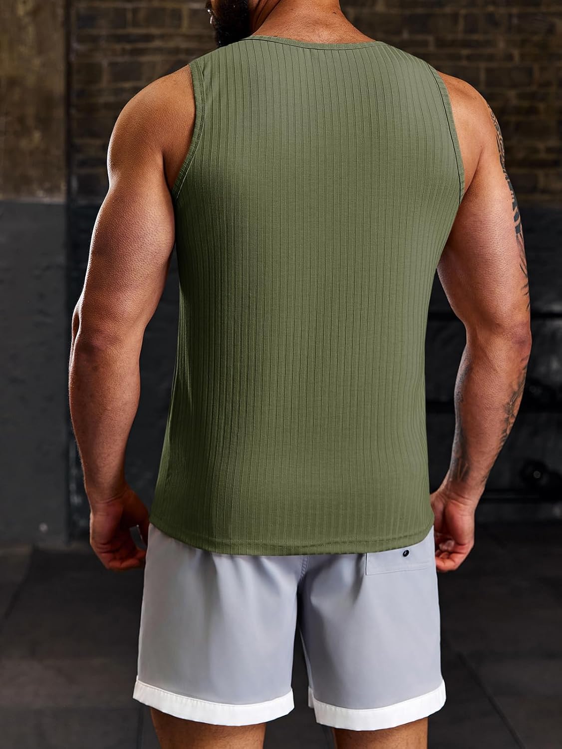 Men's Ribbed Tank Tops Knit Sleeveless Workout T Shirt Muscle Gym Fitness Tee - Picture 39 of 50