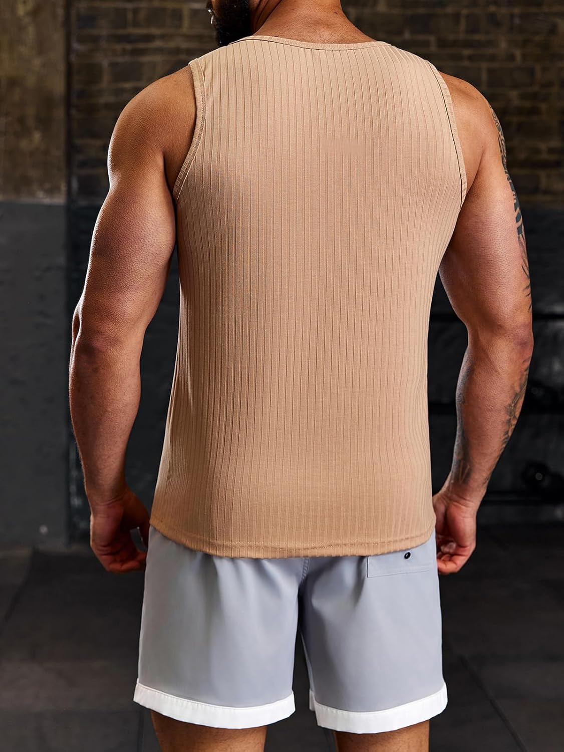 Men's Ribbed Tank Tops Knit Sleeveless Workout T Shirt Muscle Gym Fitness Tee - Picture 42 of 50