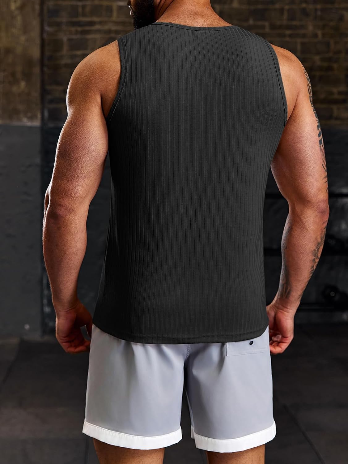 Men's Ribbed Tank Tops Knit Sleeveless Workout T Shirt Muscle Gym Fitness Tee - Picture 45 of 50
