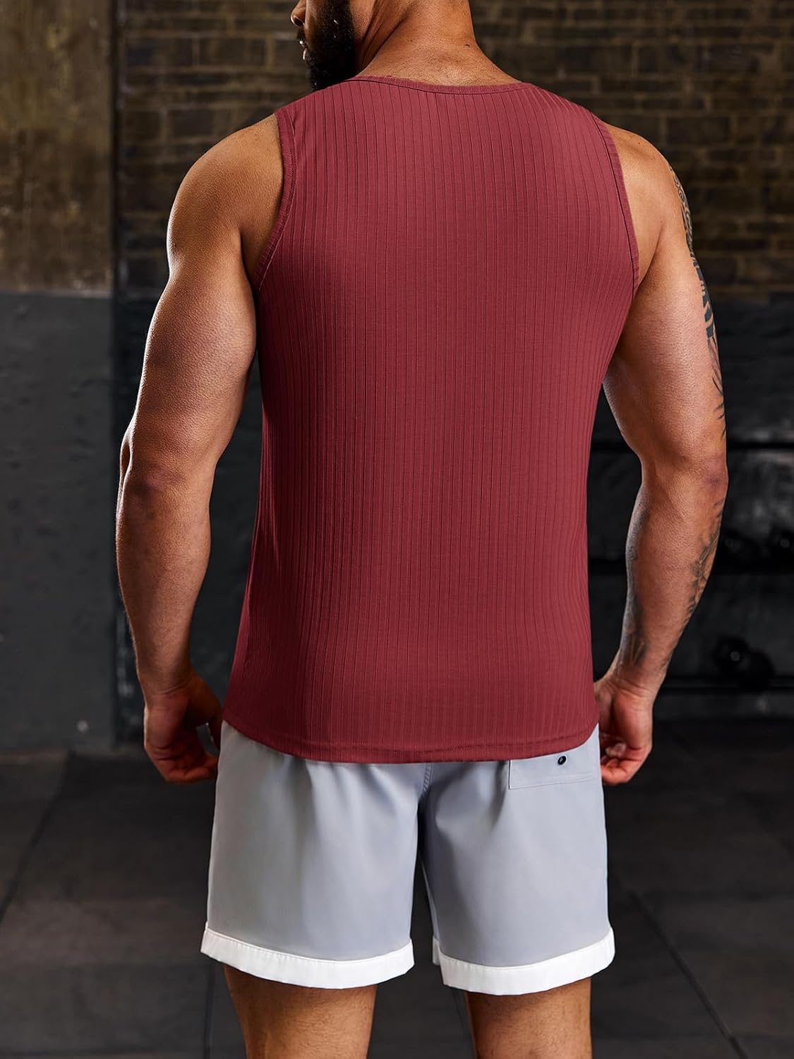 Men's Ribbed Tank Tops Knit Sleeveless Workout T Shirt Muscle Gym Fitness Tee - Picture 48 of 50
