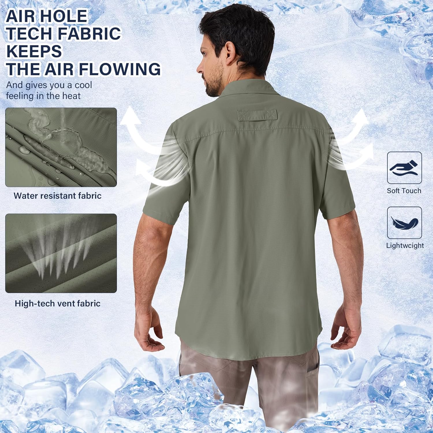 Herren Kurzarm UPF 50 UV Sonnenschutz schnelltrocknend Wandern Angeln Hemden - Bild 40 von 48