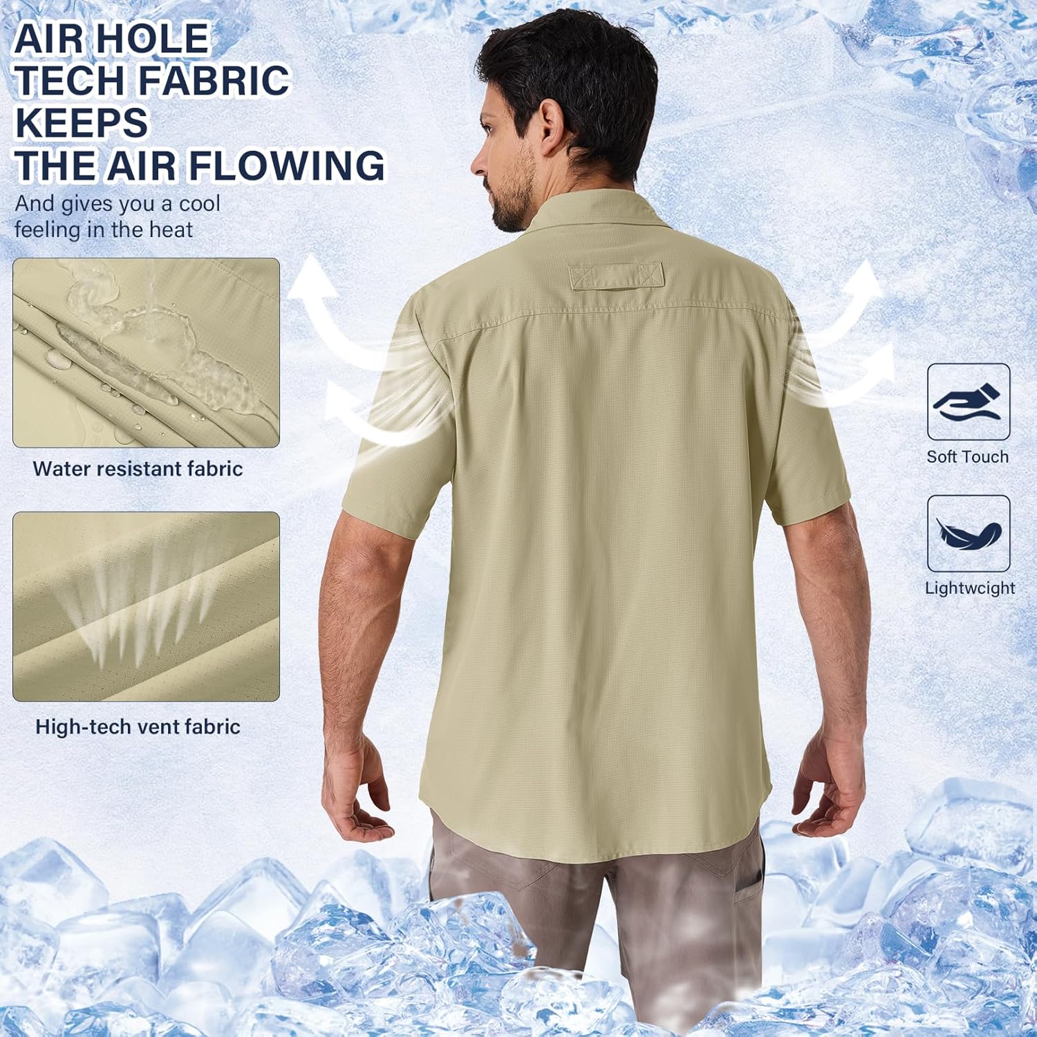 Herren Kurzarm UPF 50 UV Sonnenschutz schnelltrocknend Wandern Angeln Hemden - Bild 48 von 48