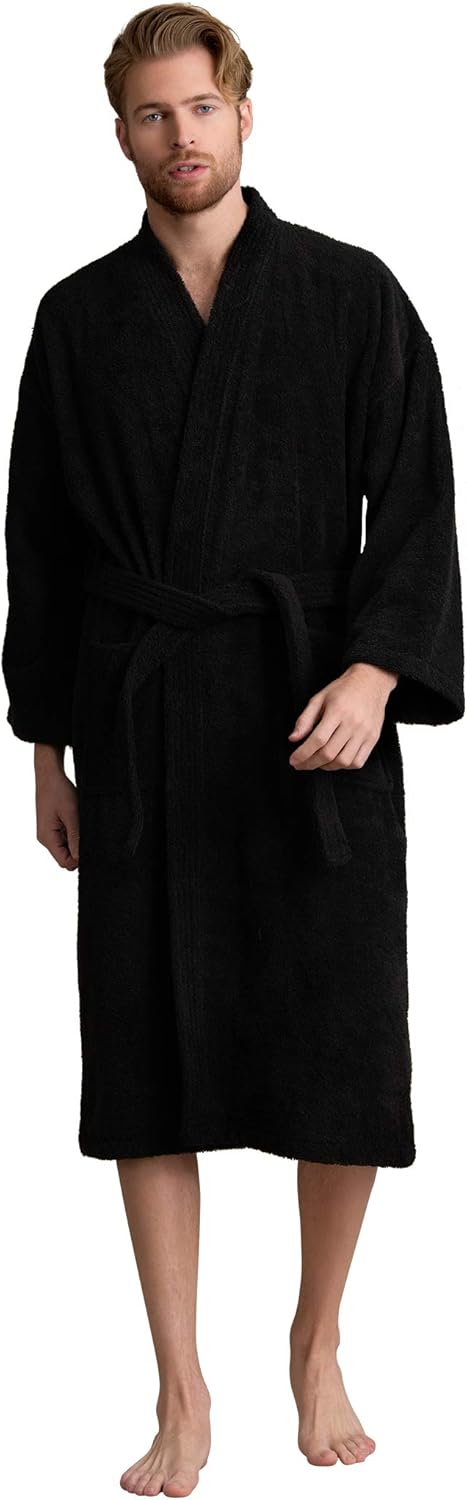 Bata de hombre, albornoz de felpa turca, albornoz de spa kimono 100 % algodón - Imagen 26 de 47