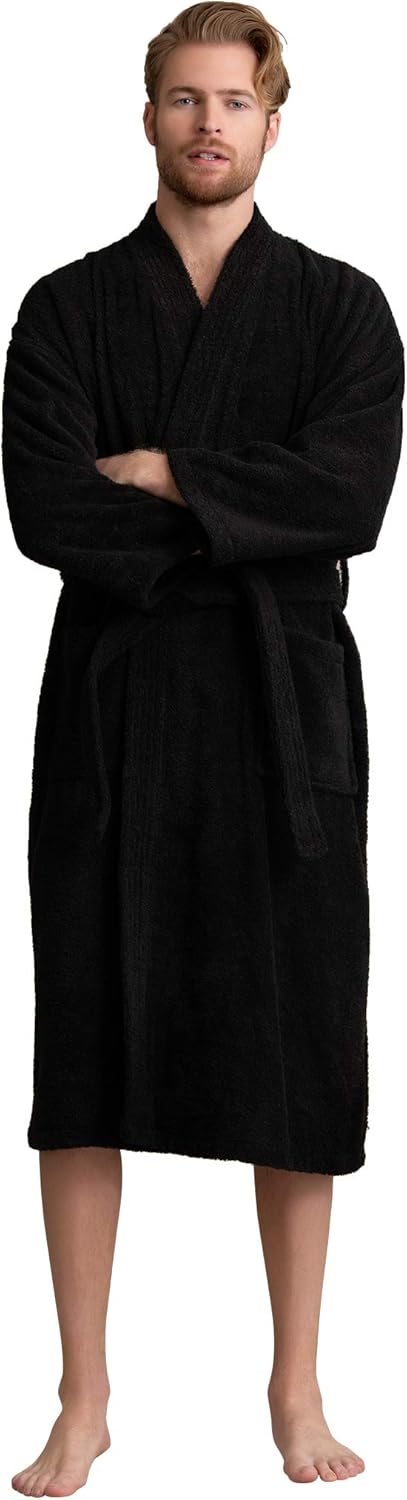 Bata de hombre, albornoz de felpa turca, albornoz de spa kimono 100 % algodón - Imagen 24 de 47