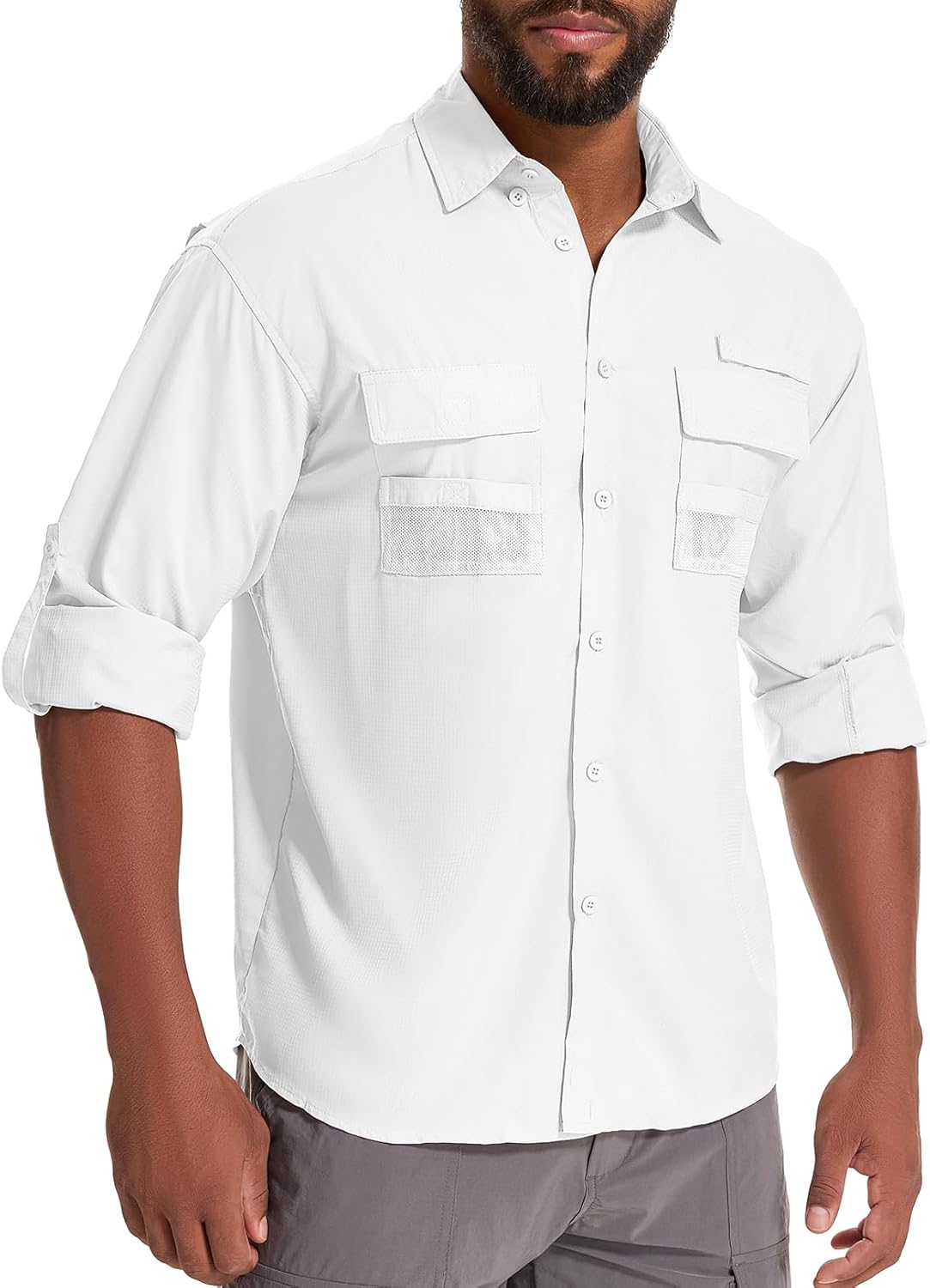 Men's UPF 50 Sun Protection Long Sleeve Fishing & Safari Shirts, Quick Dry - Picture 41 of 52