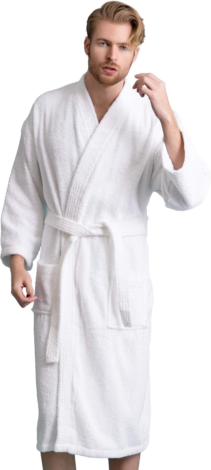 Bata de hombre, albornoz de felpa turca, albornoz de spa kimono 100 % algodón - Imagen 28 de 47