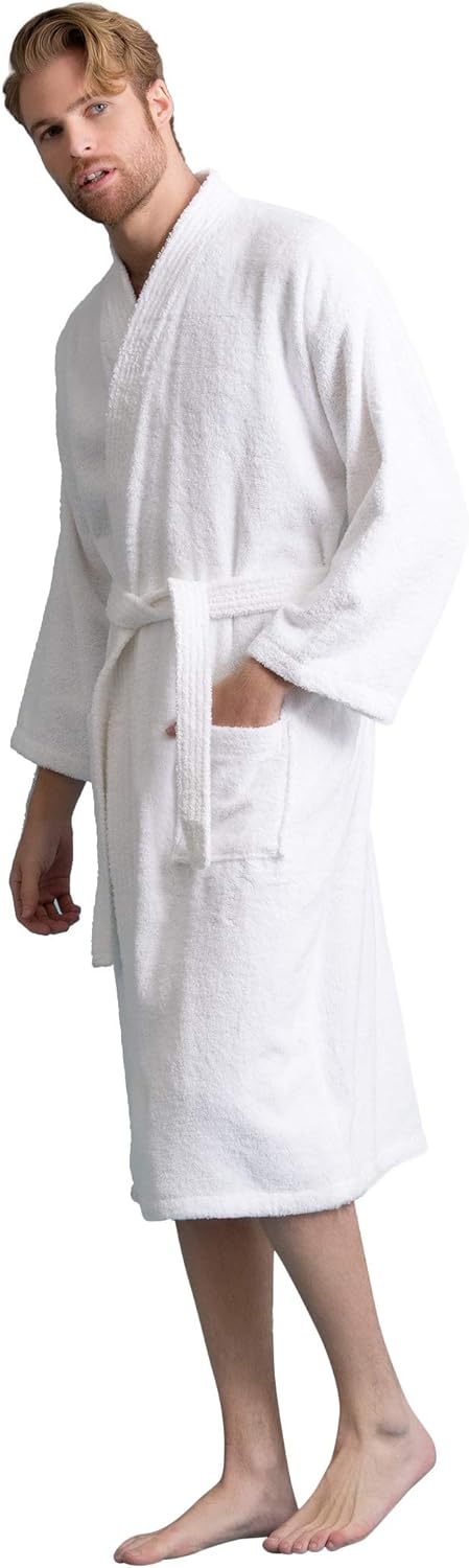 Bata de hombre, albornoz de felpa turca, albornoz de spa kimono 100 % algodón - Imagen 29 de 47