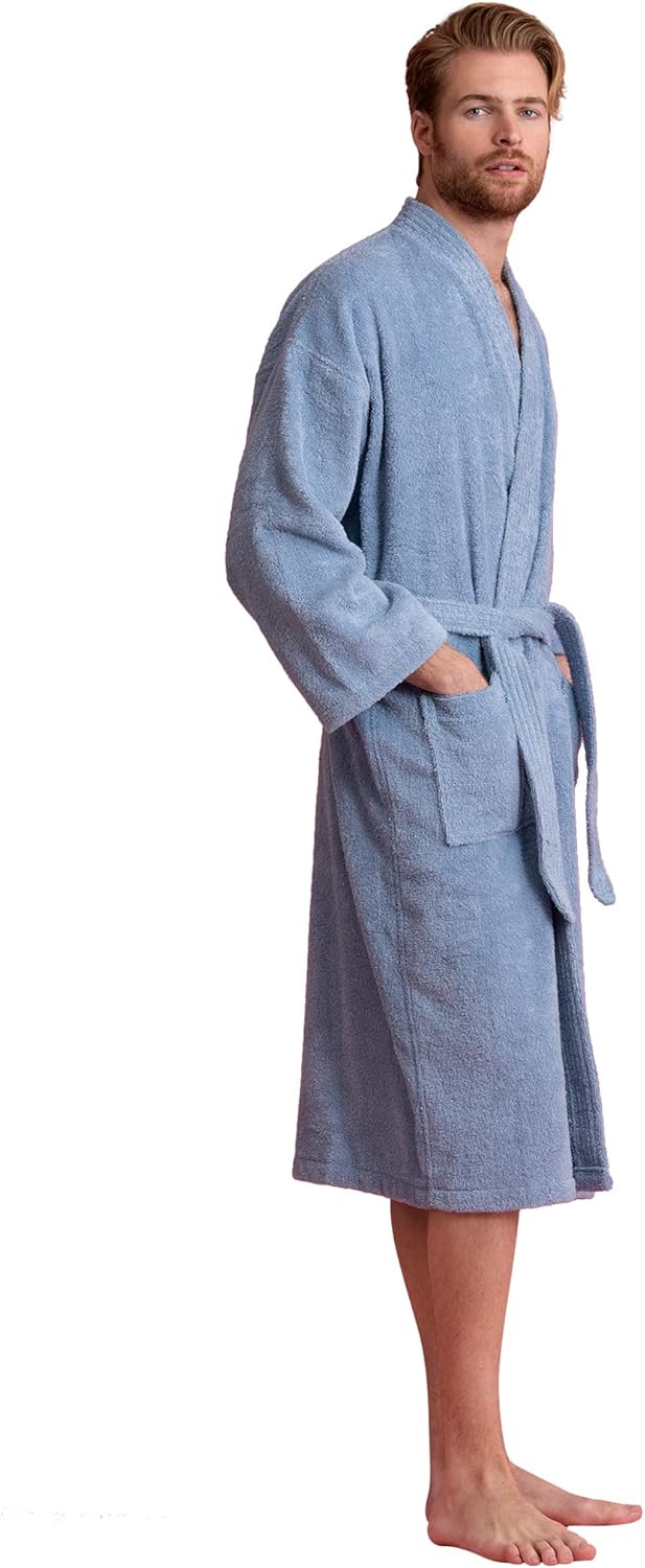 Bata de hombre, albornoz de felpa turca, albornoz de spa kimono 100 % algodón - Imagen 36 de 47