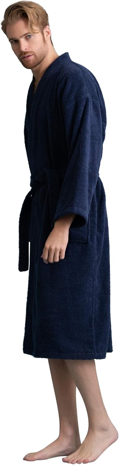 Bata de hombre, albornoz de felpa turca, albornoz de spa kimono 100 % algodón - Imagen 44 de 47