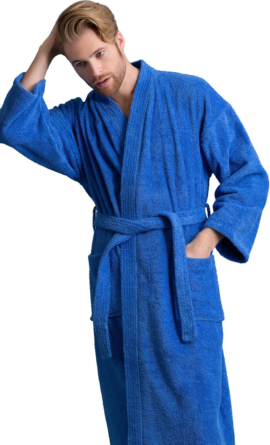 Bata de hombre, albornoz de felpa turca, albornoz de spa kimono 100 % algodón - Imagen 41 de 47
