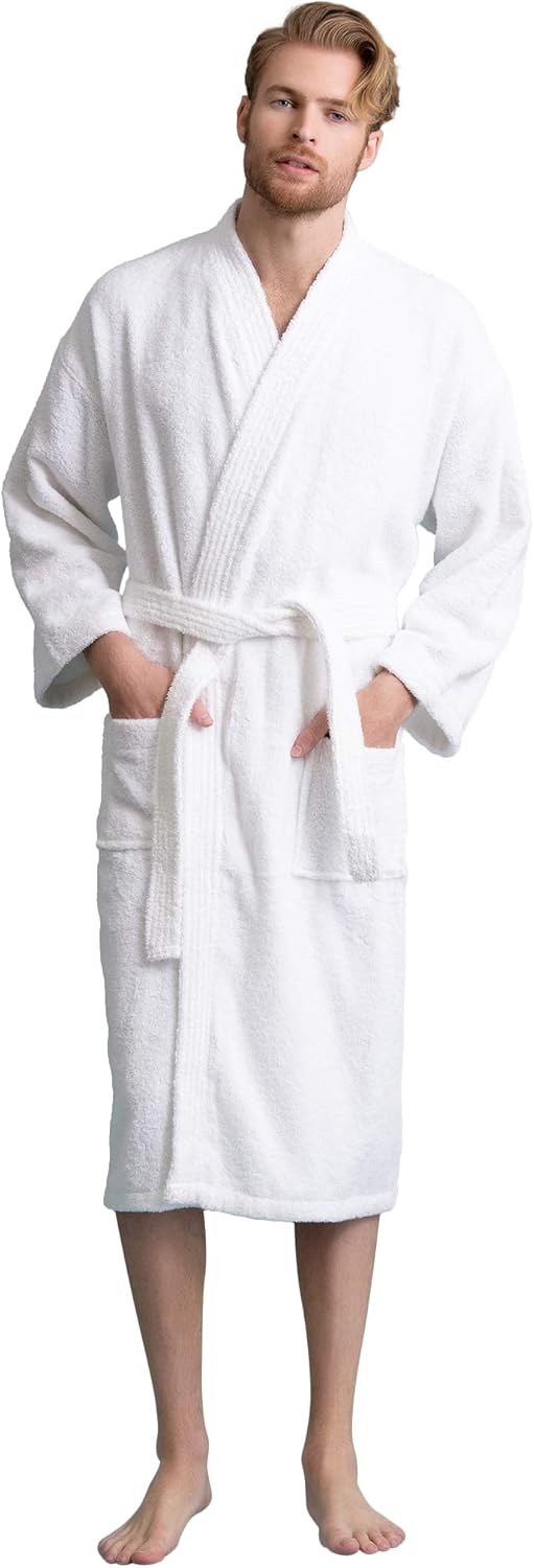Bata de hombre, albornoz de felpa turca, albornoz de spa kimono 100 % algodón - Imagen 31 de 47