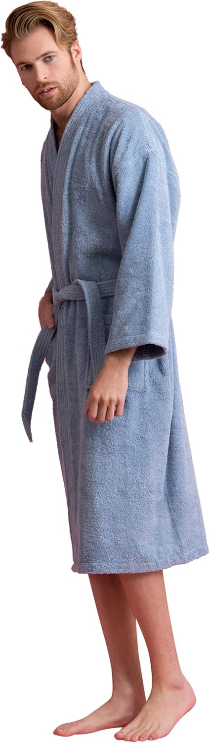 Bata de hombre, albornoz de felpa turca, albornoz de spa kimono 100 % algodón - Imagen 37 de 47