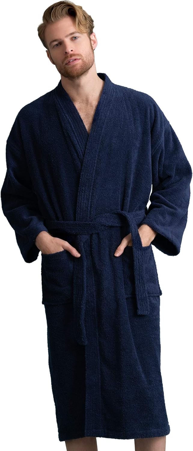 Bata de hombre, albornoz de felpa turca, albornoz de spa kimono 100 % algodón - Imagen 46 de 47