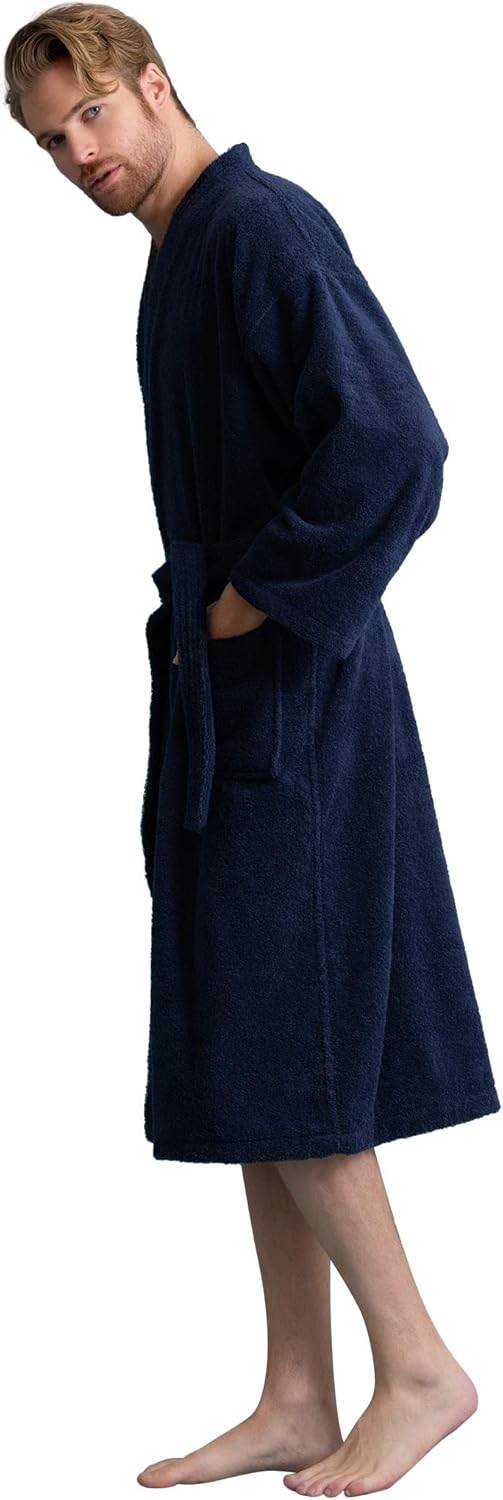 Bata de hombre, albornoz de felpa turca, albornoz de spa kimono 100 % algodón - Imagen 47 de 47