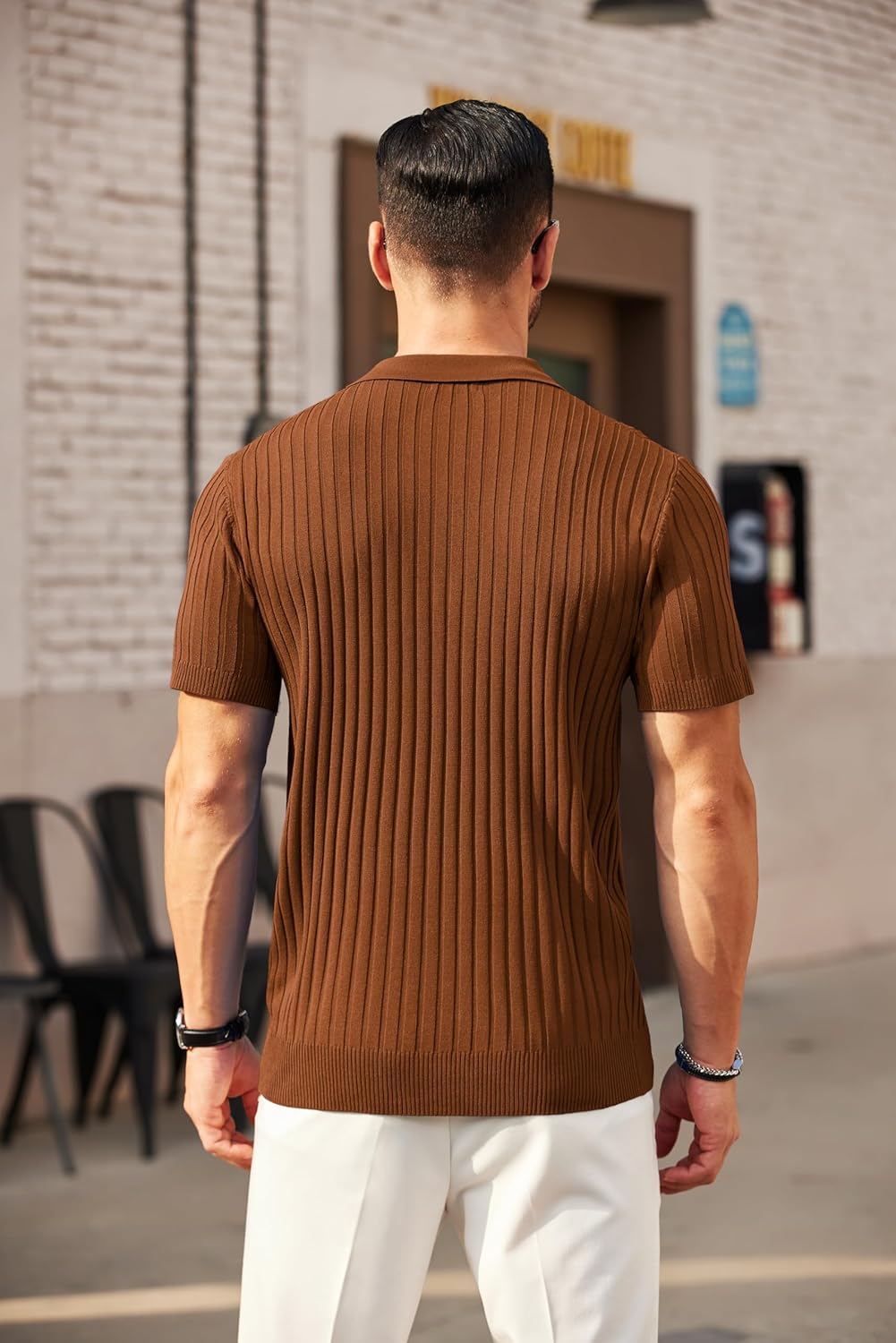 Camisetas polo de punto acanalado de manga corta con cremallera para hombre - Imagen 38 de 107
