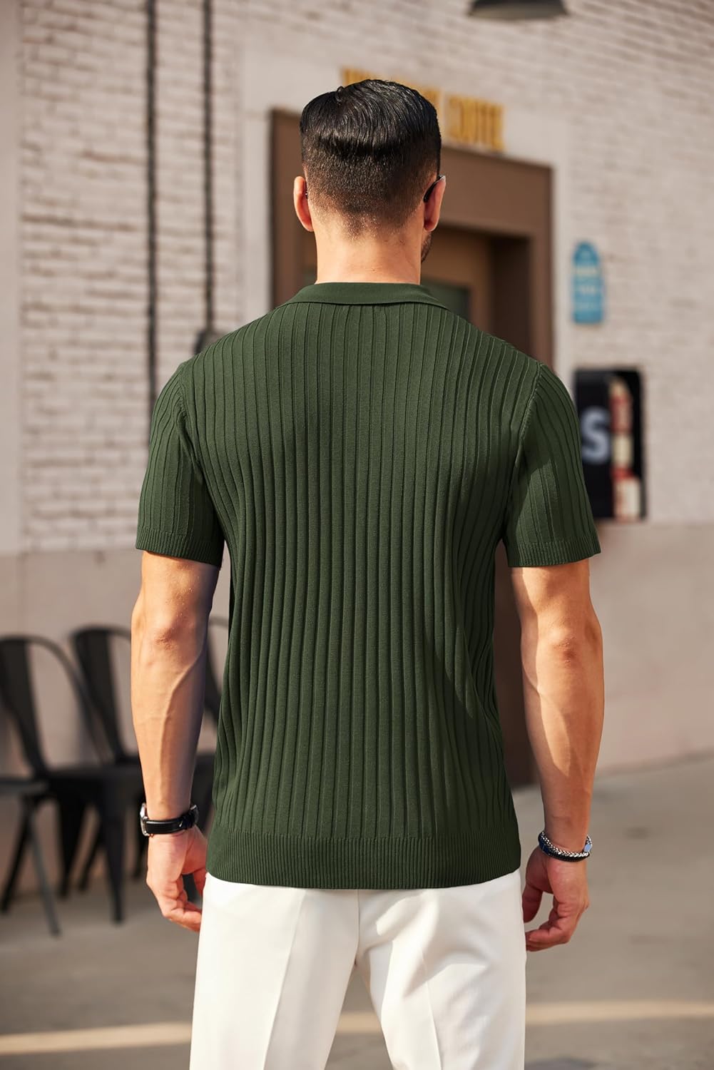 Camisetas polo de punto acanalado de manga corta con cremallera para hombre - Imagen 33 de 107