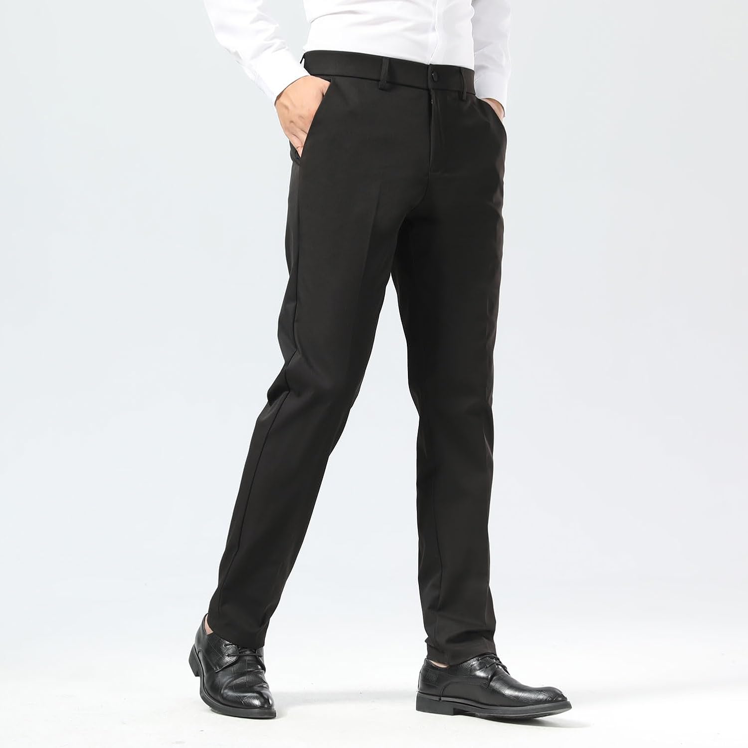 Slim Fit Stretch Khaki Anzughose für Herren, faltenfrei, flexibler Bund - Bild 25 von 50