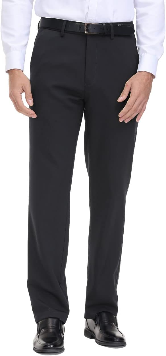 Pantalone elegante uomo vestibilità classica vita flessibile piatto davanti, comodo, capiente - Foto 23 di 42