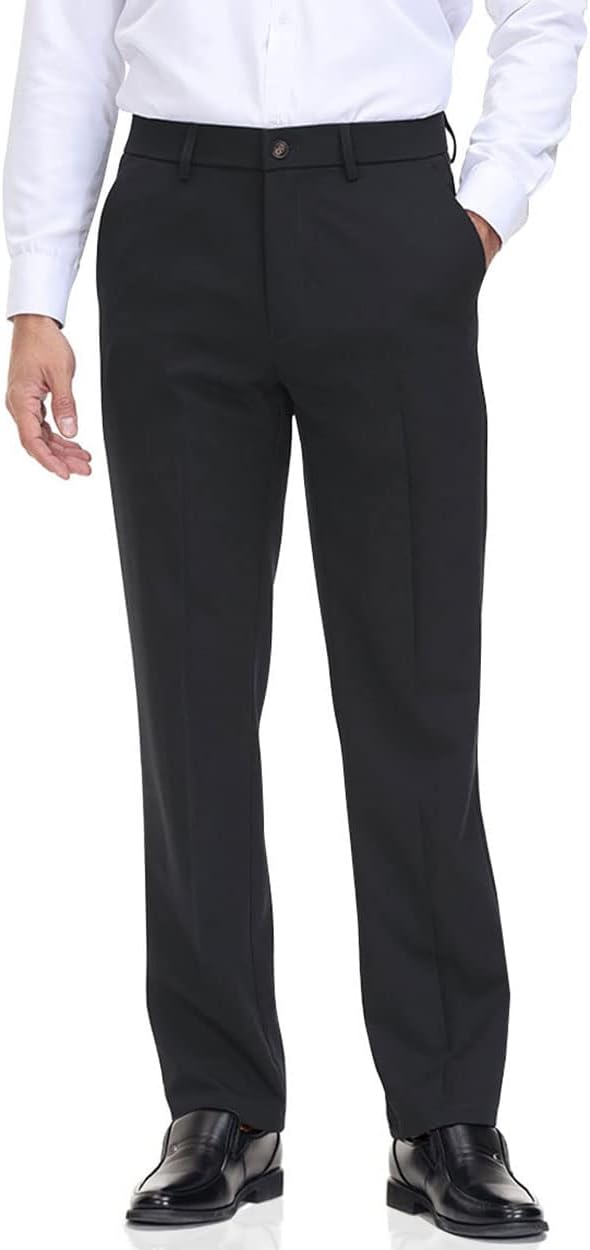 Pantalone elegante uomo vestibilità classica vita flessibile piatto davanti, comodo, capiente - Foto 21 di 42