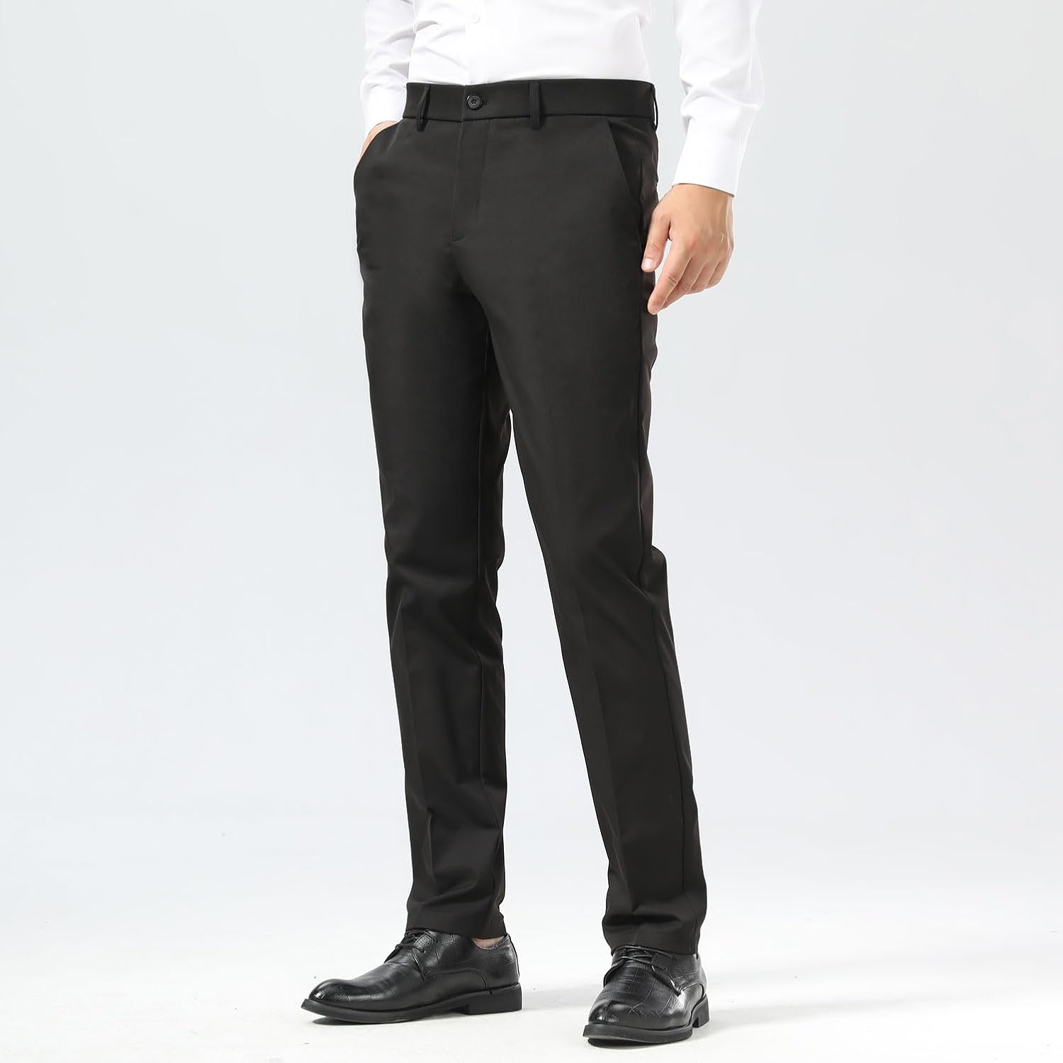 Slim Fit Stretch Khaki Anzughose für Herren, faltenfrei, flexibler Bund - Bild 26 von 50