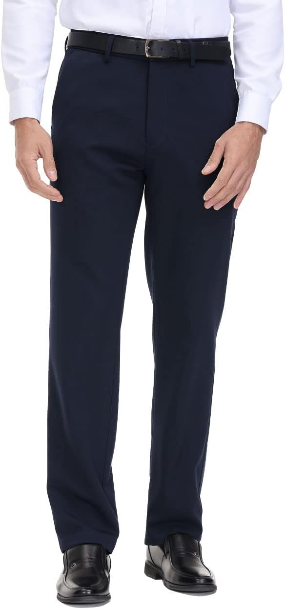 Pantalone elegante uomo vestibilità classica vita flessibile piatto davanti, comodo, capiente - Foto 30 di 42