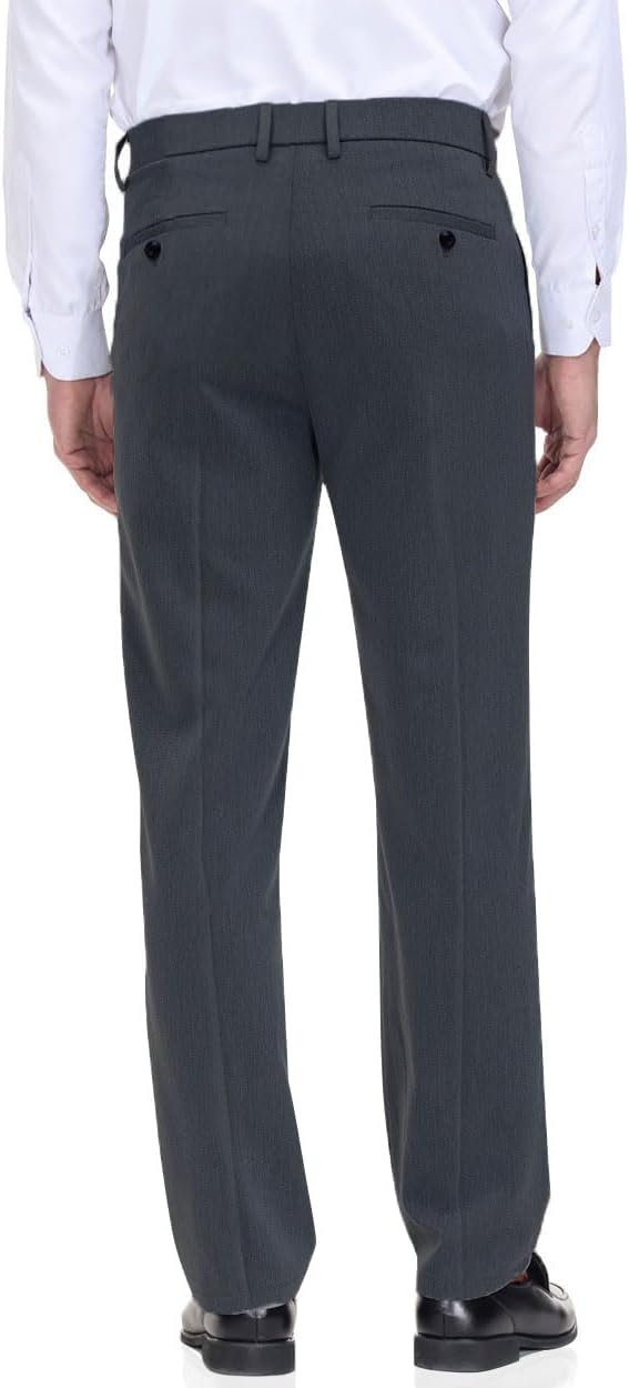 Pantalone elegante uomo vestibilità classica vita flessibile piatto davanti, comodo, capiente - Foto 34 di 42