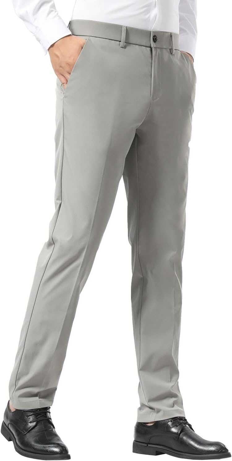 Slim Fit Stretch Khaki Anzughose für Herren, faltenfrei, flexibler Bund - Bild 28 von 50