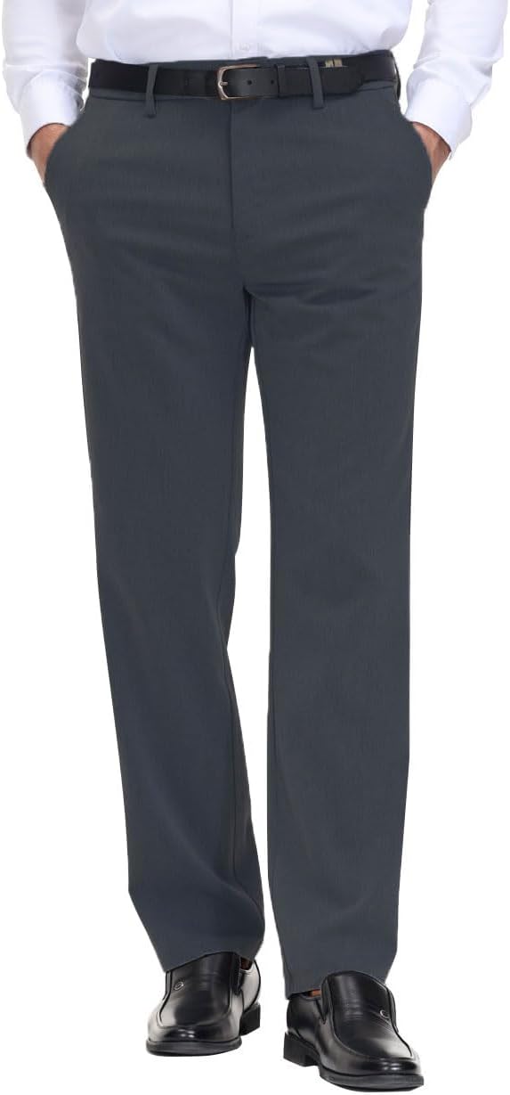 Pantalone elegante uomo vestibilità classica vita flessibile piatto davanti, comodo, capiente - Foto 35 di 42