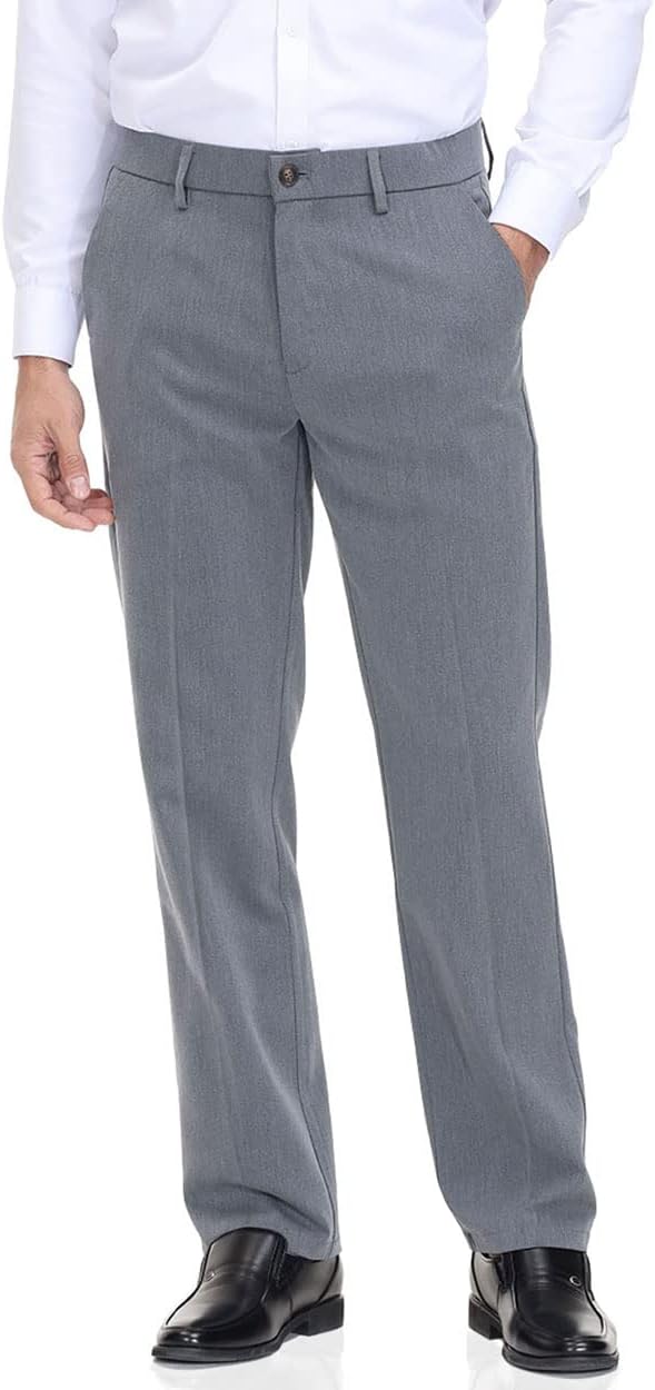 Pantalone elegante uomo vestibilità classica vita flessibile piatto davanti, comodo, capiente - Foto 38 di 42