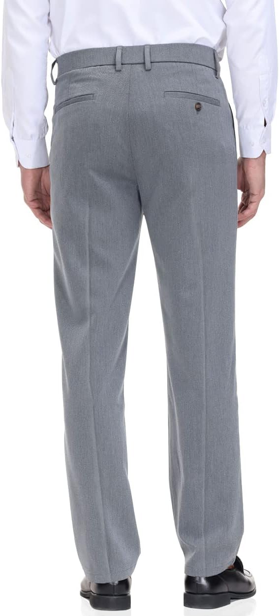 Pantalone elegante uomo vestibilità classica vita flessibile piatto davanti, comodo, capiente - Foto 39 di 42