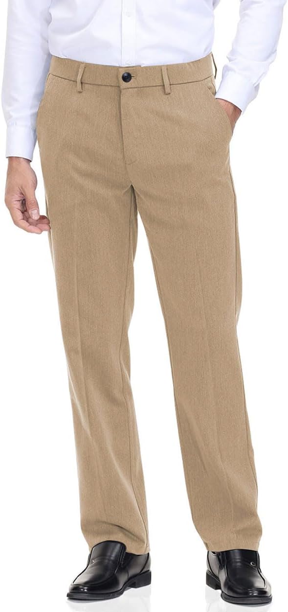 Pantalone elegante uomo vestibilità classica vita flessibile piatto davanti, comodo, capiente - Foto 26 di 42