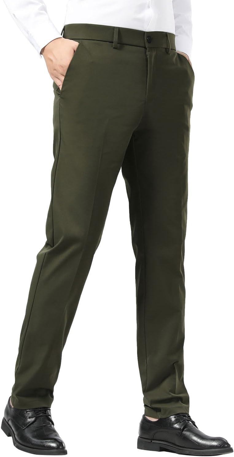 Slim Fit Stretch Khaki Anzughose für Herren, faltenfrei, flexibler Bund - Bild 37 von 50