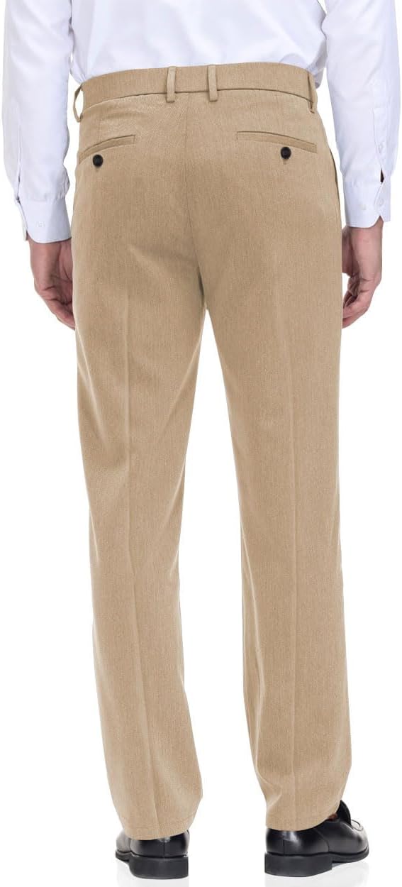 Pantalone elegante uomo vestibilità classica vita flessibile piatto davanti, comodo, capiente - Foto 27 di 42