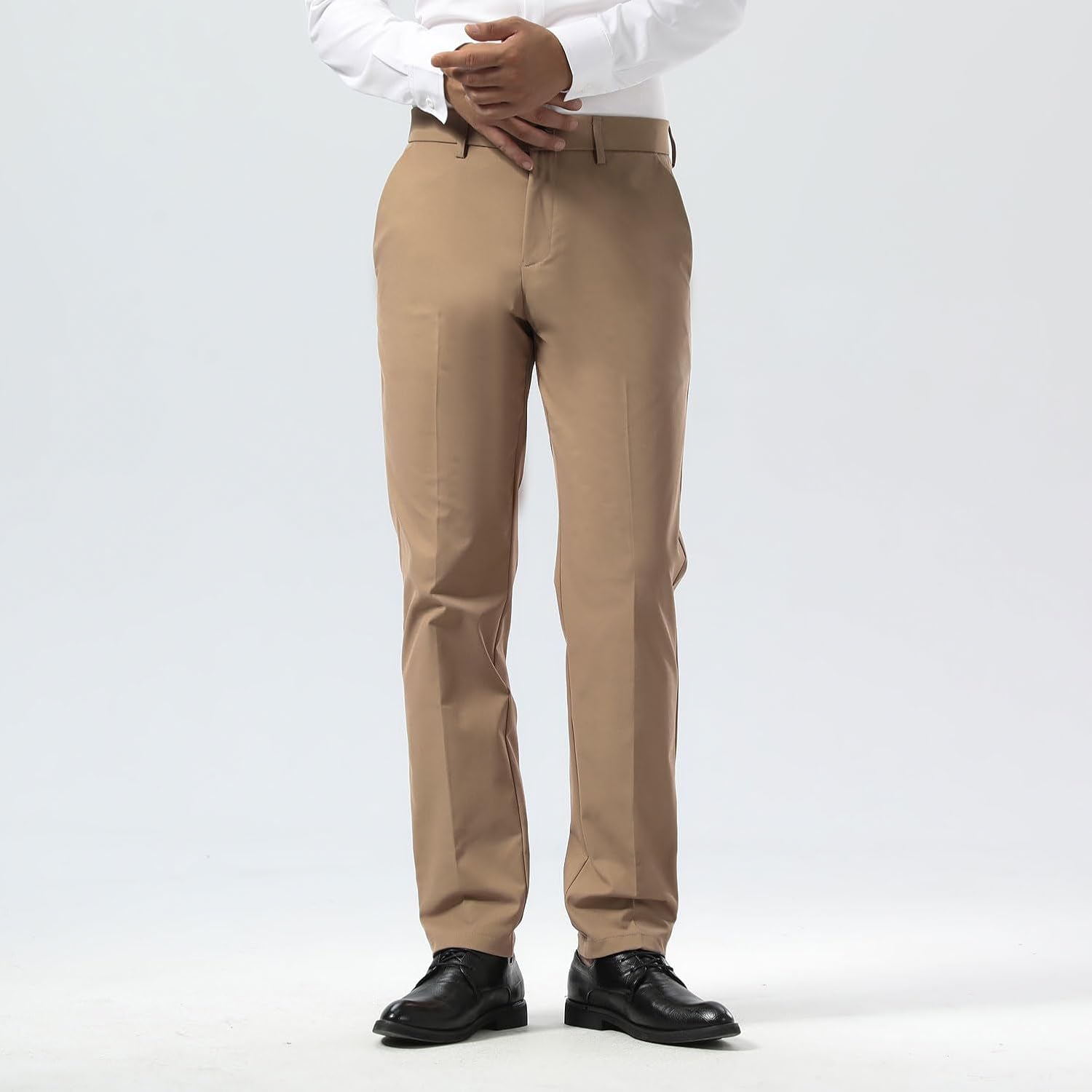 Slim Fit Stretch Khaki Anzughose für Herren, faltenfrei, flexibler Bund - Bild 36 von 50
