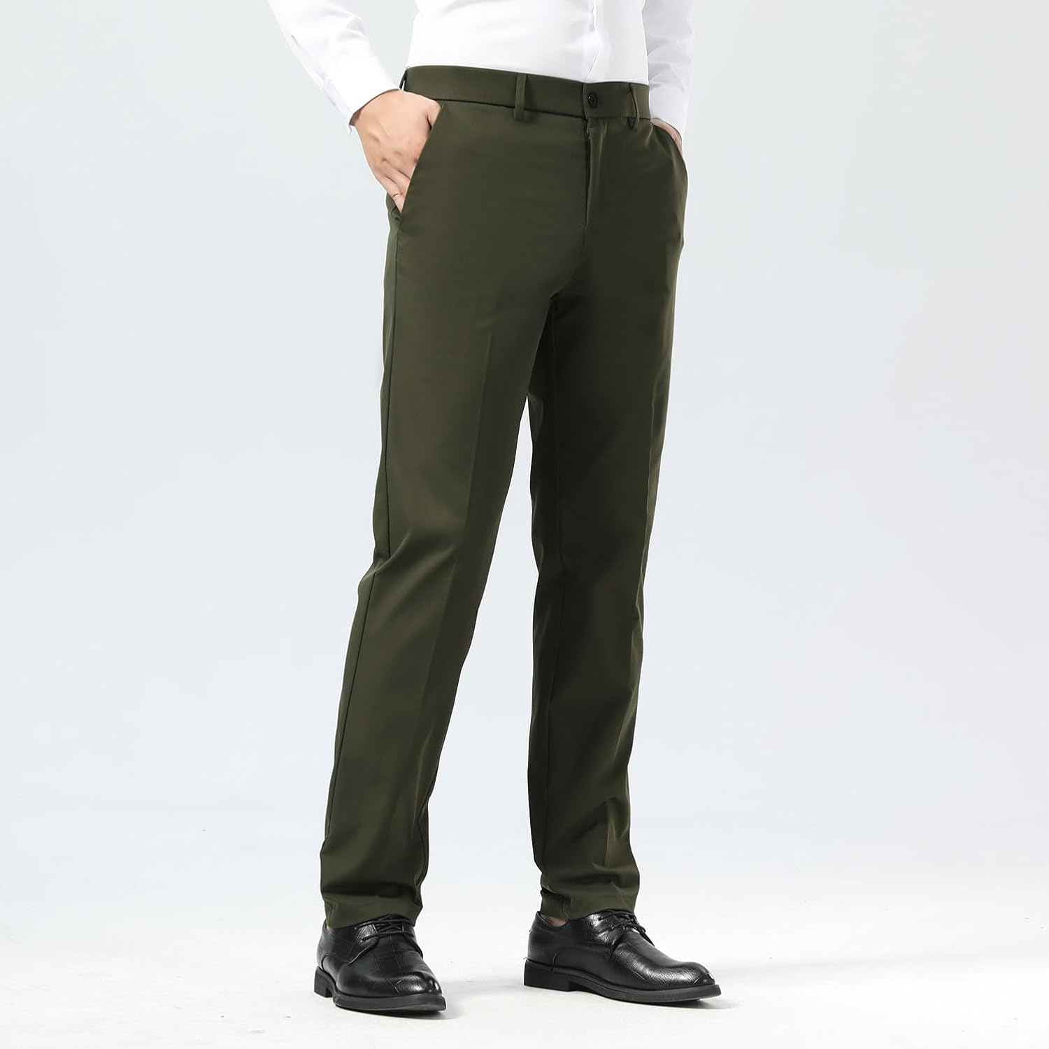 Slim Fit Stretch Khaki Anzughose für Herren, faltenfrei, flexibler Bund - Bild 40 von 50