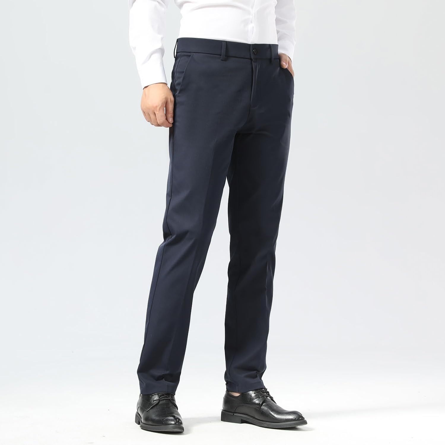 Slim Fit Stretch Khaki Anzughose für Herren, faltenfrei, flexibler Bund - Bild 43 von 50