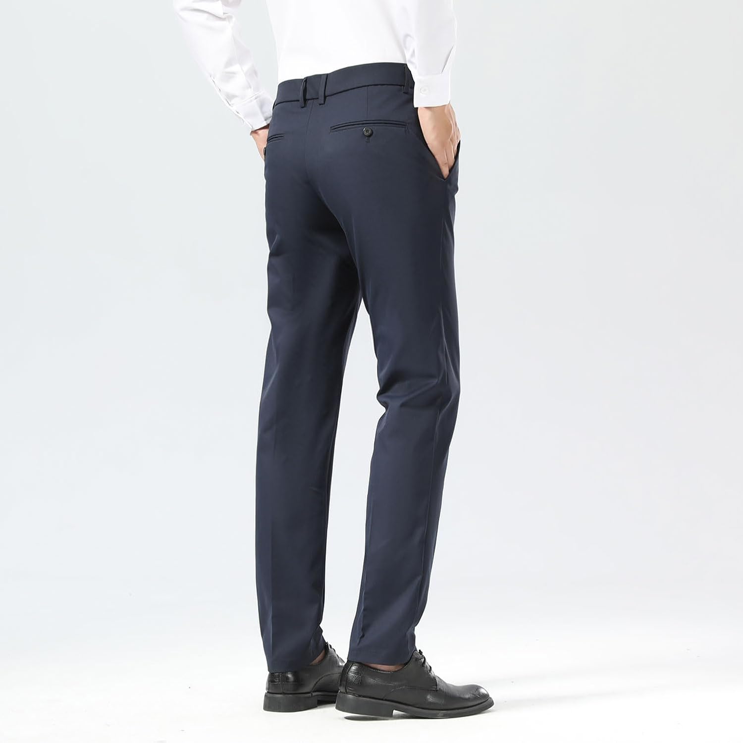 Slim Fit Stretch Khaki Anzughose für Herren, faltenfrei, flexibler Bund - Bild 46 von 50
