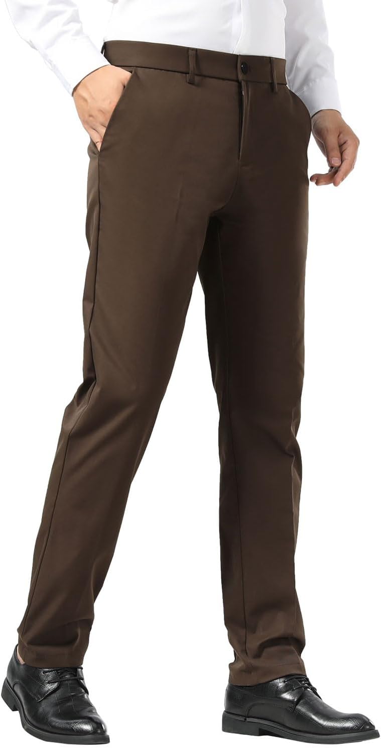 Slim Fit Stretch Khaki Anzughose für Herren, faltenfrei, flexibler Bund - Bild 47 von 50