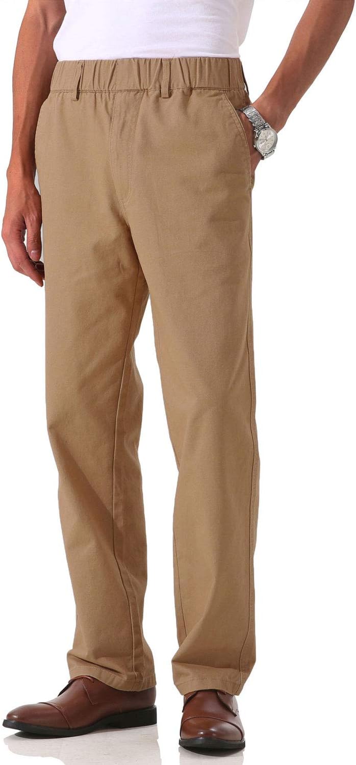 Pantalones de sarga de algodón de peso medio para hombre con cintura elástica completa, mosca funcional - Imagen 28 de 51
